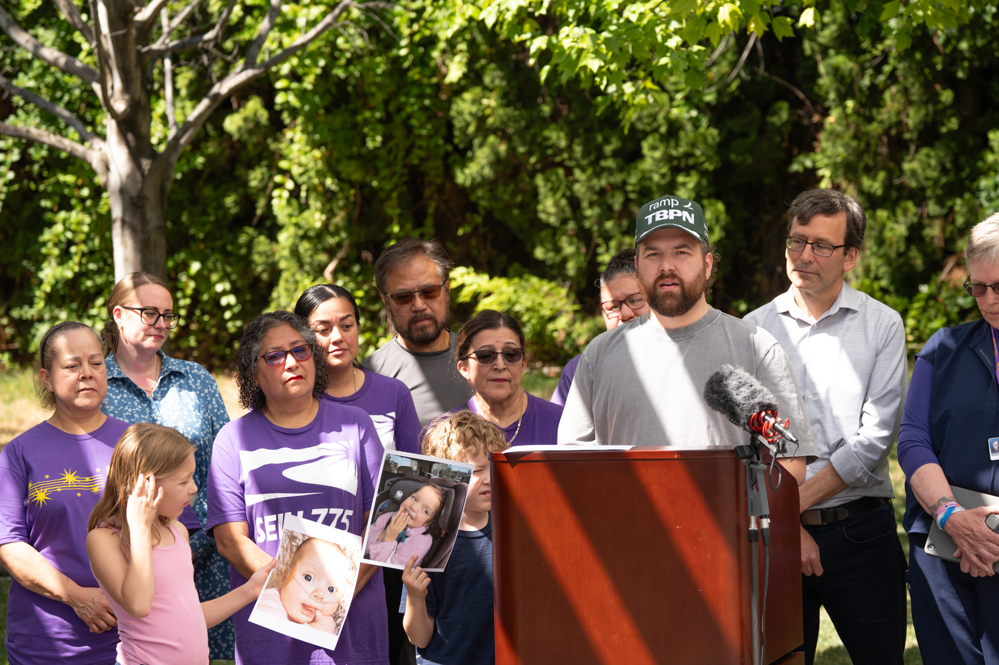 Britton Winterrose speaks about daughter, Leda, at Medicaid press conference