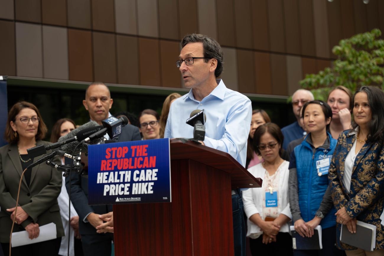 Governor Bob Ferguson speaks at Overlake Medical Center
